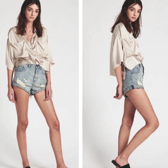 One Teaspoon High Waist Bandits Jean Shorts Size 27 - Picture 1 of 5